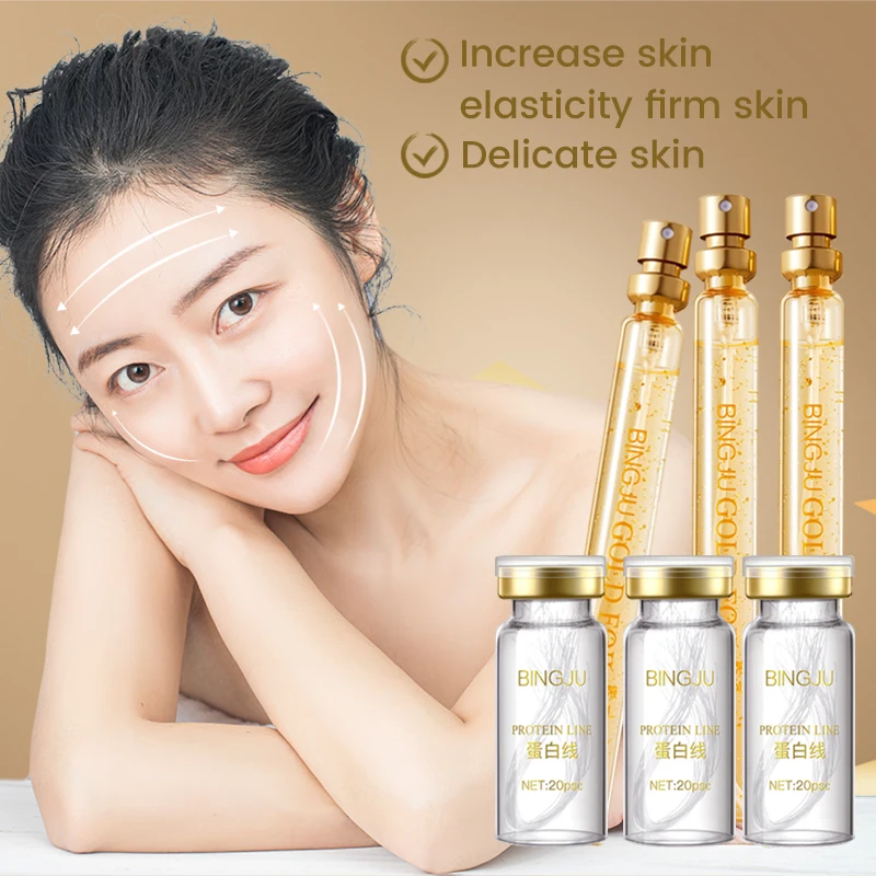 Absorbable essence active hydrolyzed gold collagen protein thread line carving for wrinkle