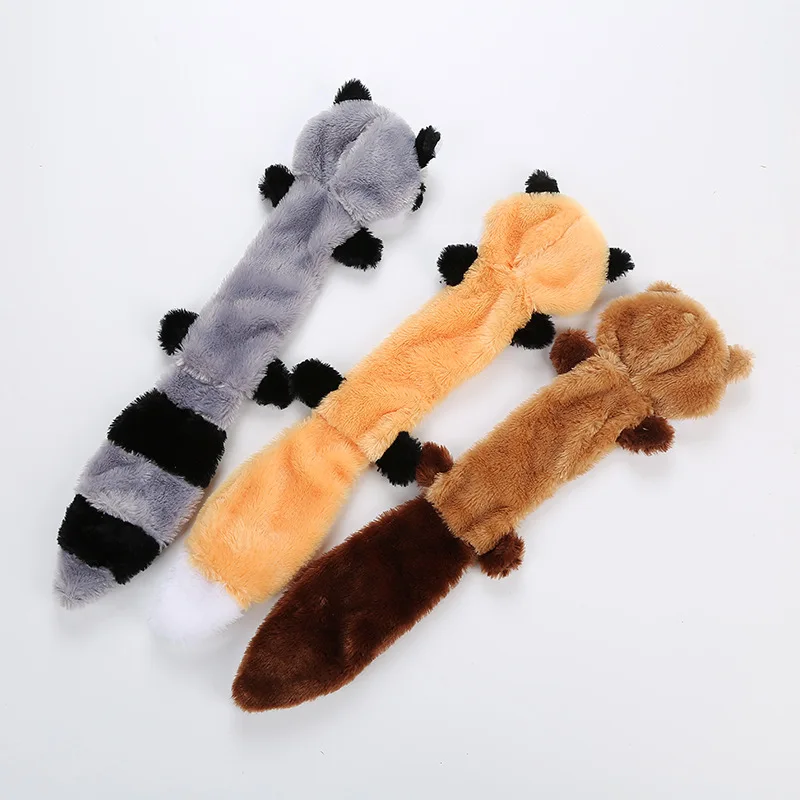 Long plush no stuffing animal design squeeze  popular  pet dog toys