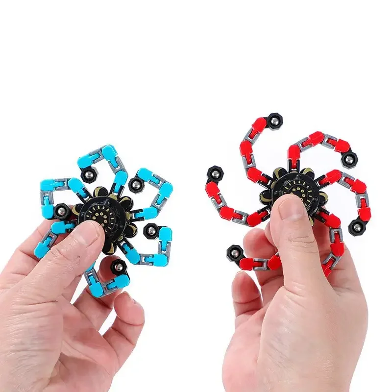 Funny Sensory Fidget Toys, Transformable Chain Robot Finger Toy DIY Deformation Robot Mechanical Spinners