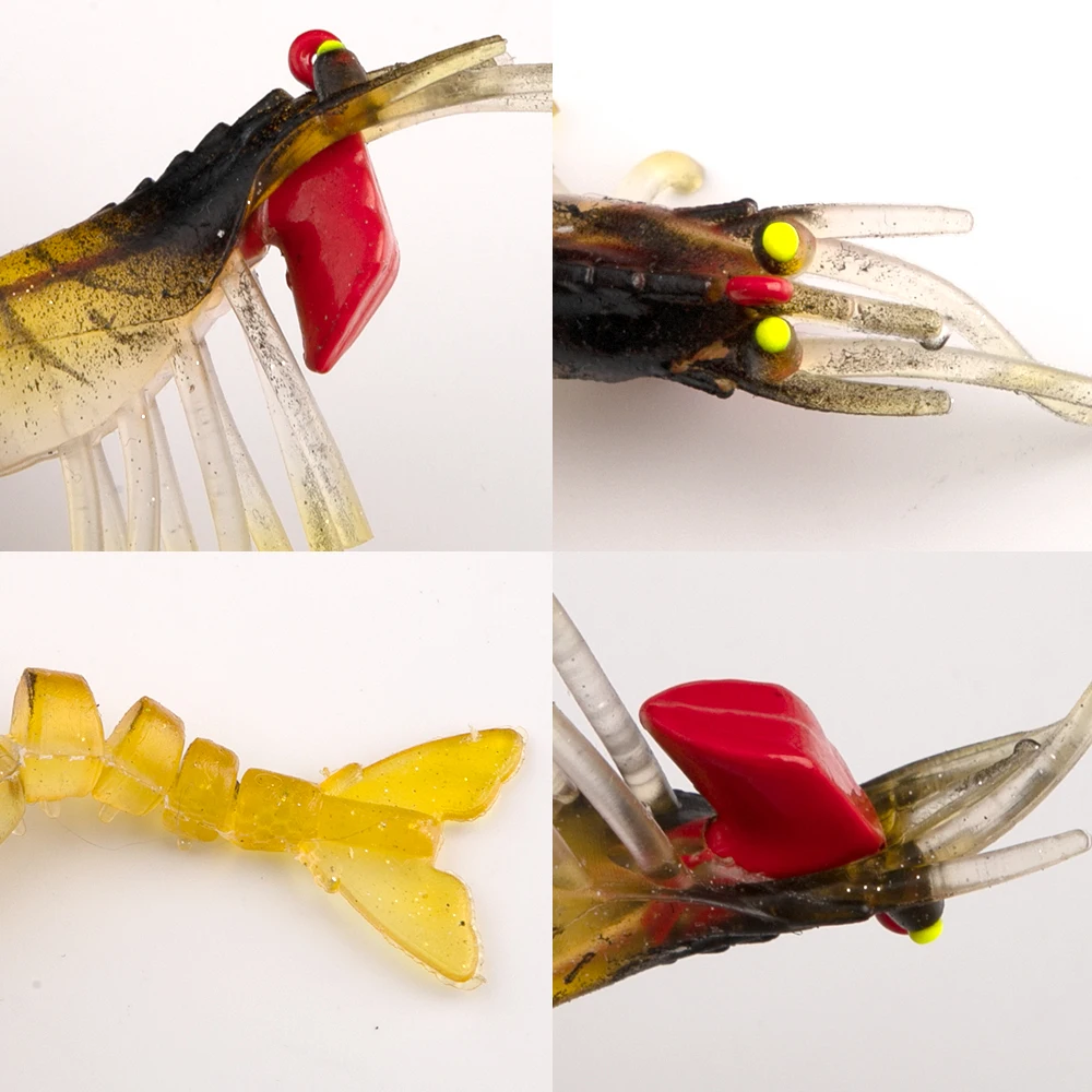 SUPERIORFISHING Soft Shrimp Lures 115mm Plastic Fishing Bait With Hooks Simulation Artificial Fishing Lures