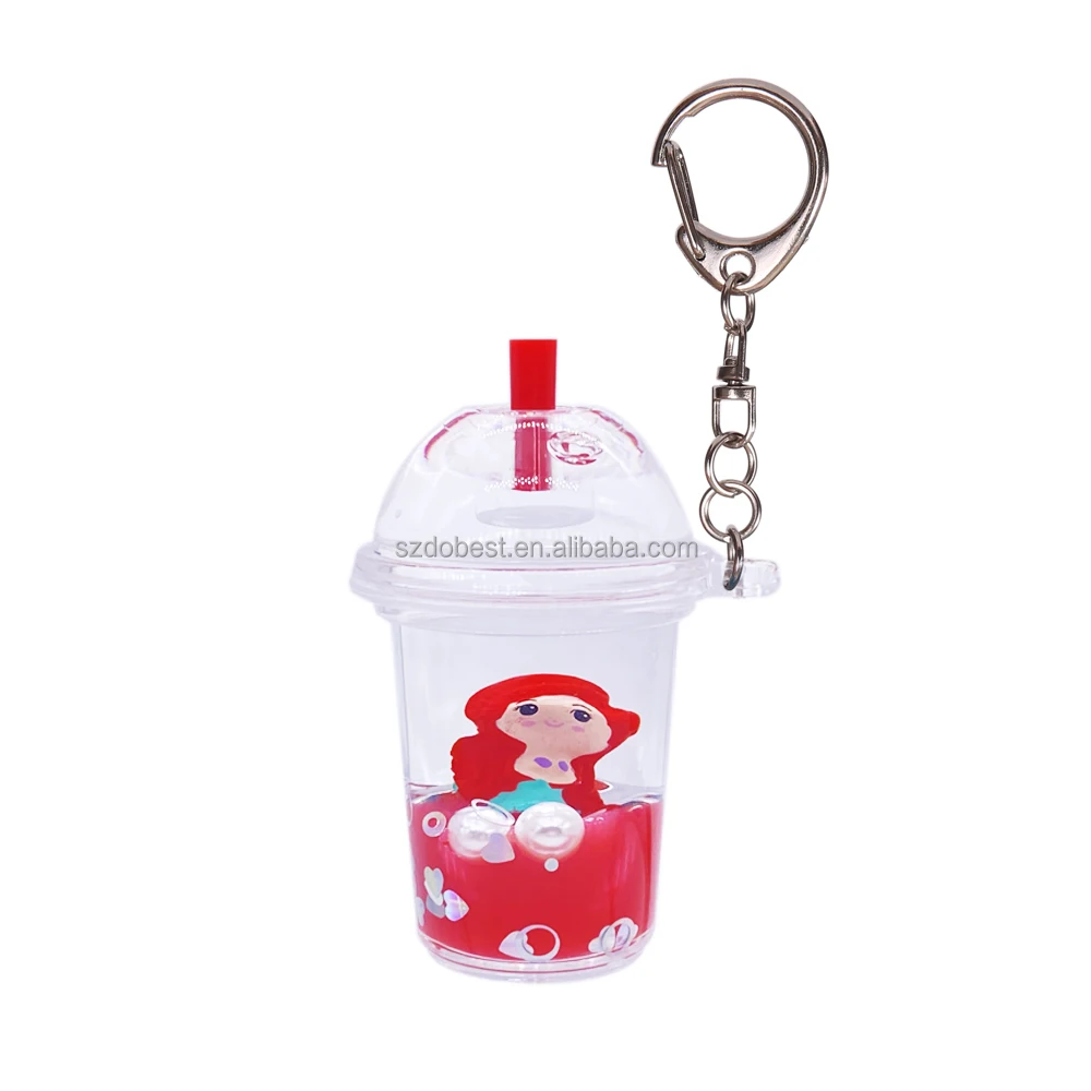 Hot sale popular romantic princess pattern floater custom logo keychain wholesale in bulk