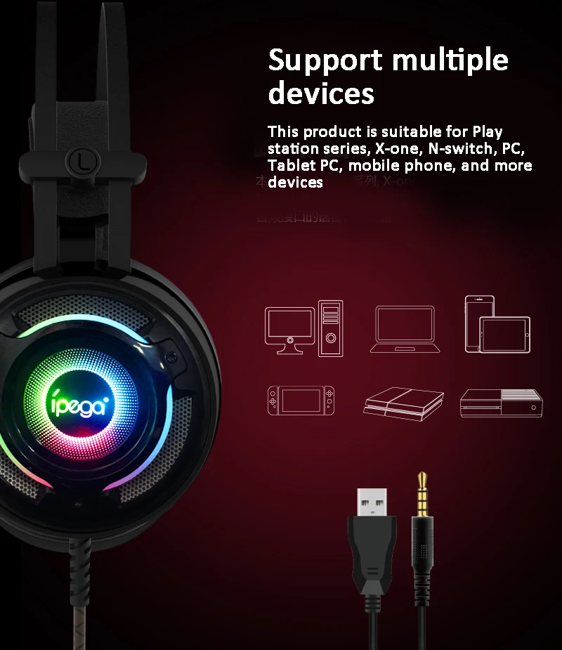 Gaming Headset for Xbox Headphones for Playstation5 Game Headset with Noise Canceling Mic & LED Light Compatible with Switch/PCC