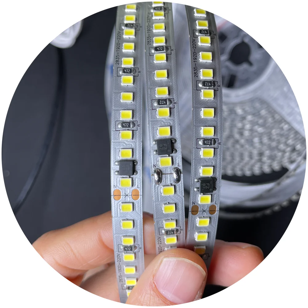 3000k 4000k 6500k high brightness driverless smd2835 6cm cuttable 192LEDS/MAC220V led light strip for neon tube diffuser