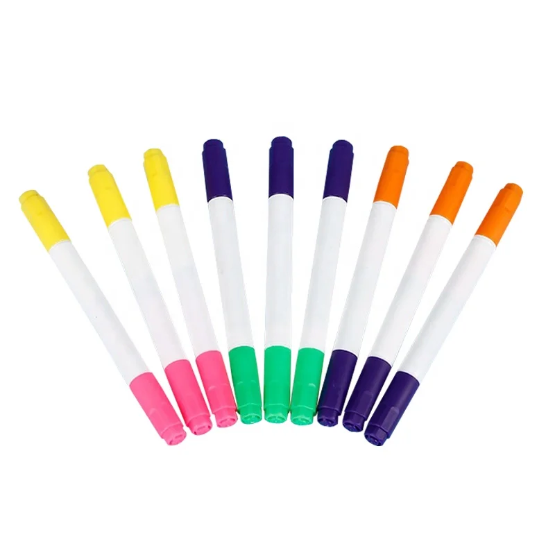 Mini twin color dual tips whiteboard marker pen double headed washable water color marker pen for kids and school promotion
