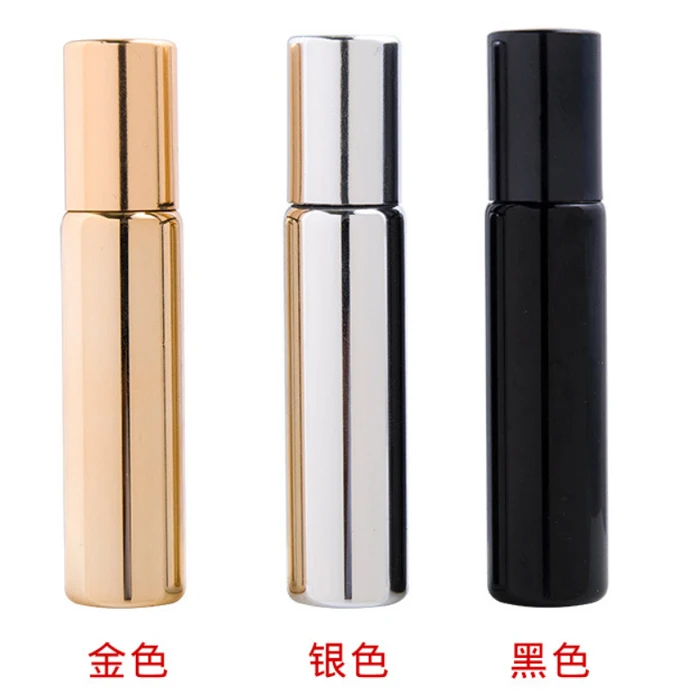 New Design 15ml Electroplated Glass Roll-on Bottles With Stainless Steel Roller Balls
