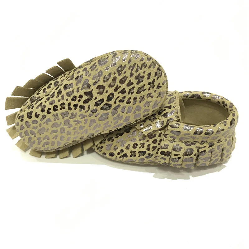 
High Quality Leopard Tassel Leather Baby Girl Shoes 