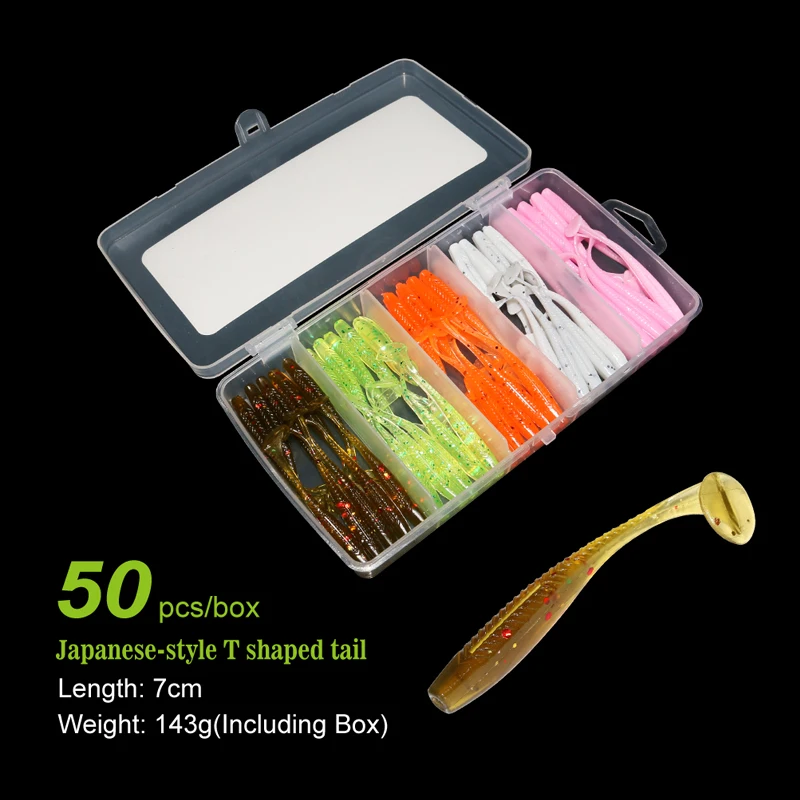 Sportpro Fishing Soft Lure Kit T shaped tail Senko Worm Japanese Soft Bait Soft Fishing Lures Kit