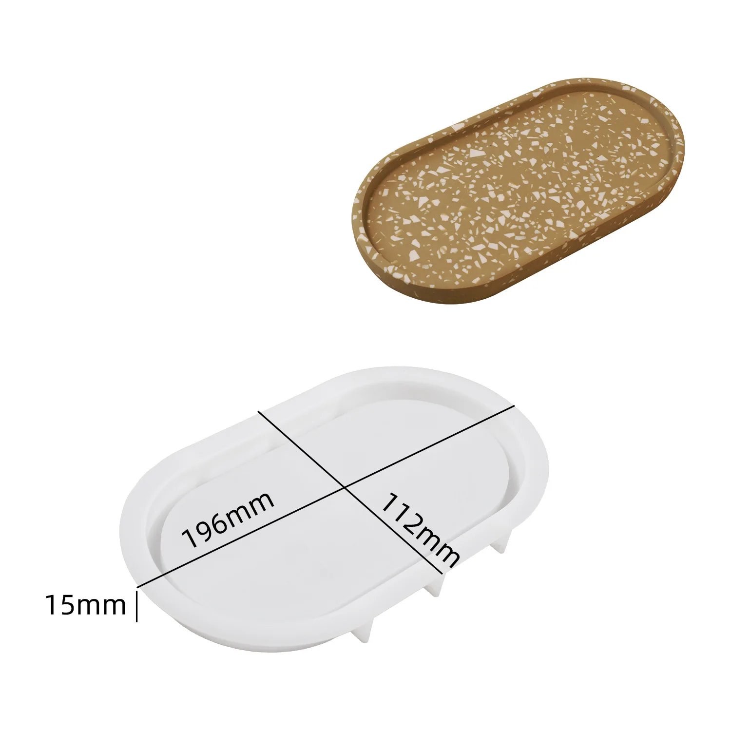 M4326 Large Oval Tray Silicone Mold Cement Candle Holder Tray Mold