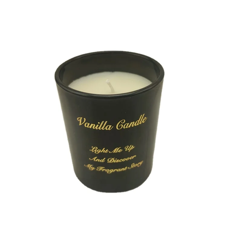 Vanilla Scented Vegan Organic Soy Wax Luxury Black Glass Jar Aroma Candles