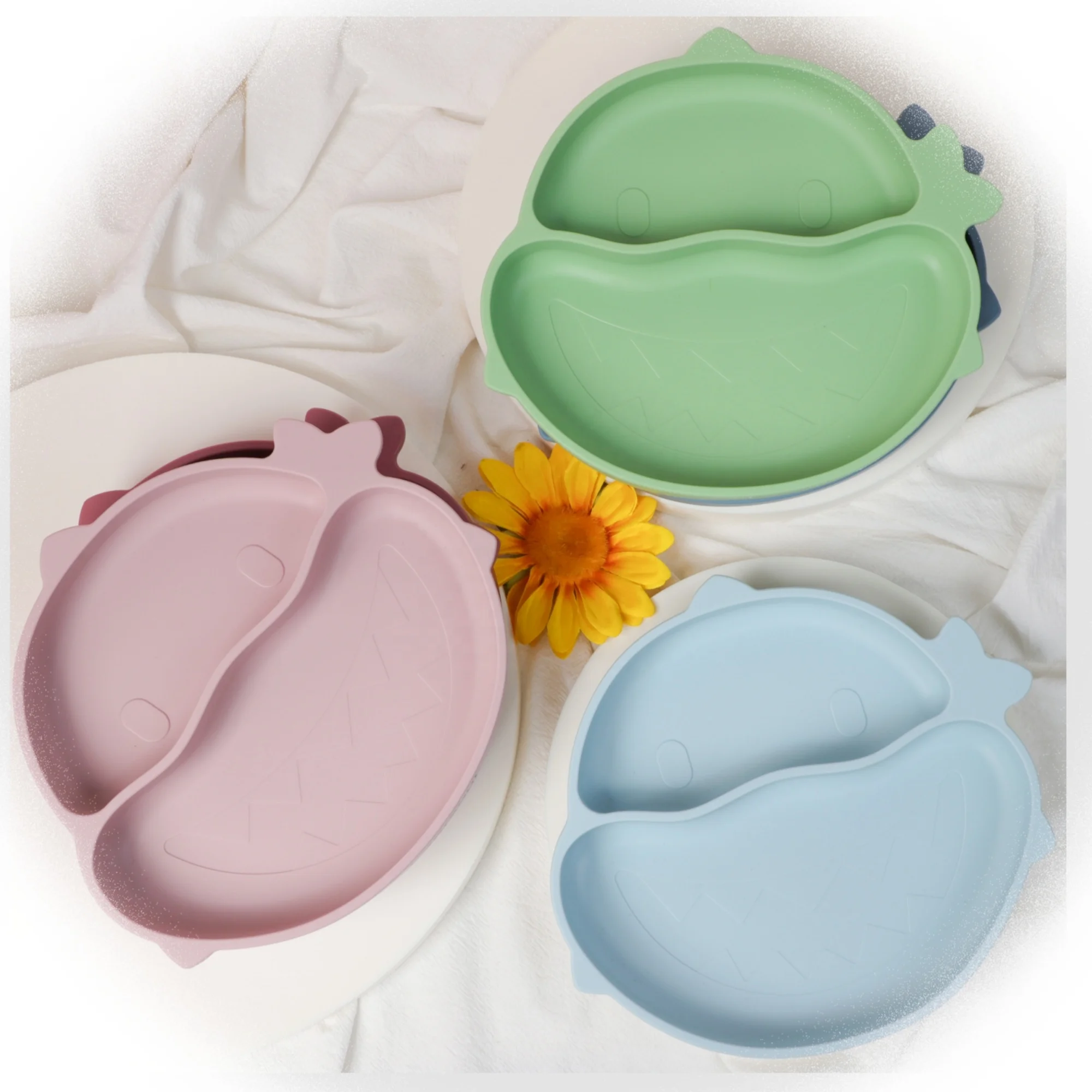 ES-Pro Marine Guardian Eco Friendly Shark Design Silicone Dining Tableware Set Baby Kid Food Grade Suction Plate Dishes Utensils