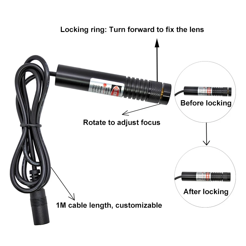 820nm 830nm 150mW 200mw Infrared Dot Laser Diode Module 16x85mm External Focusing High Power IR Invisible Laser Pointer Module