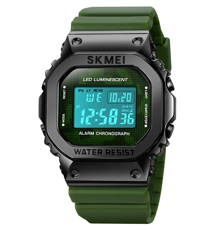 Модный дизайн SKMEI 1851 PU Band цинковый сплав корпус 3ATM водонепроницаемый светодиодный свет цифровые часы для мужчин и