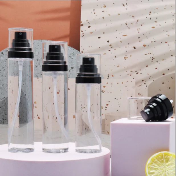 Cosmetics transparent spray bottle 100ml 150ml 200ml 250ml PET plastic spray bottle