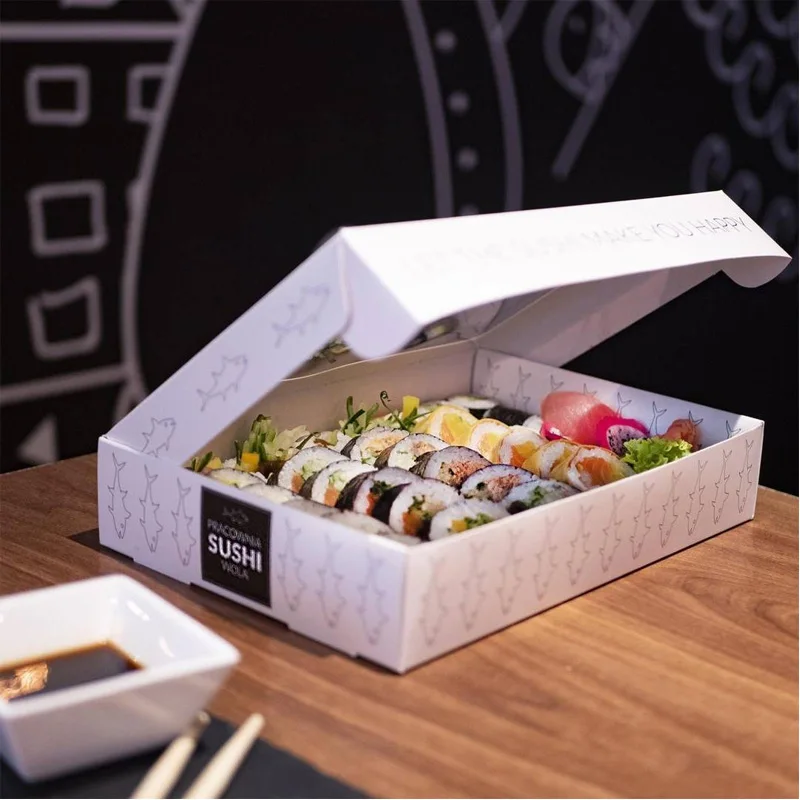 Take Away Japanese Lunch Meal Sushi Bento Boxes Recycled Catering Window Food Packaging Box for Sushi