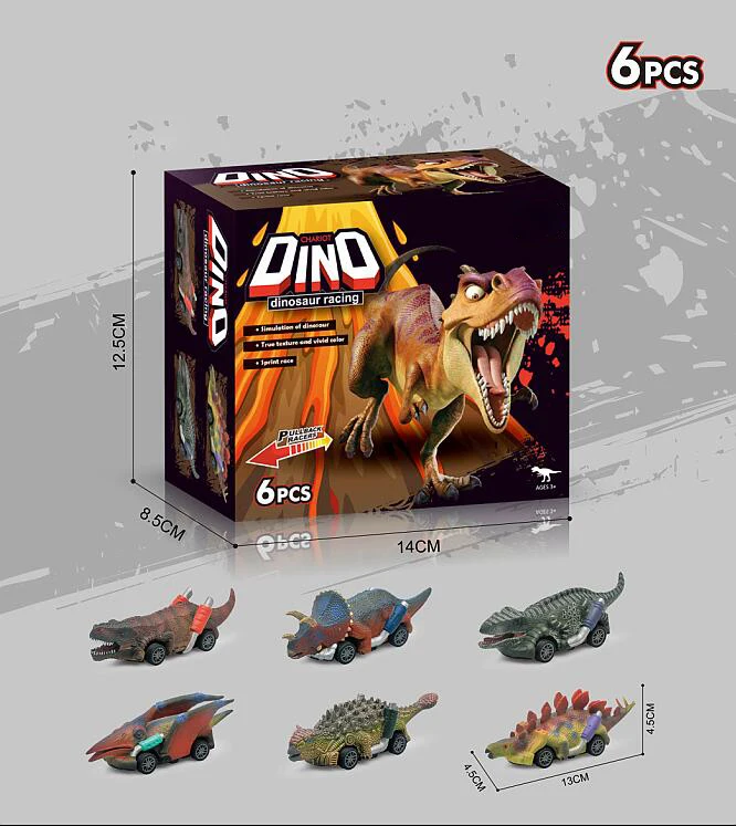 2021 amazon hot sale dinosaur pull back car 6pcs mini animal