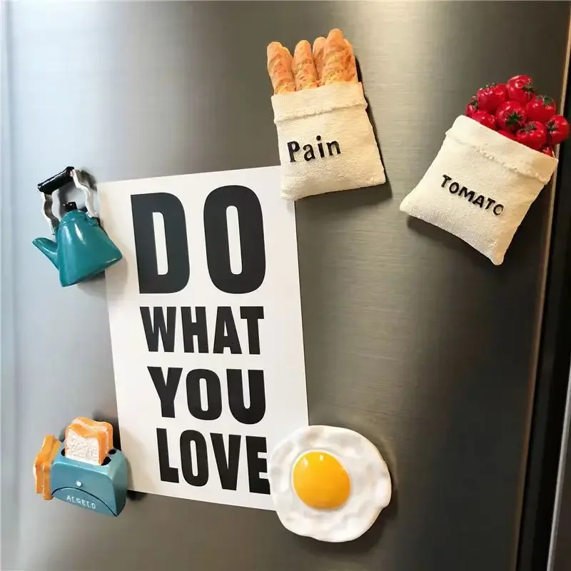 Custom Refrigerator Sticker 3d Refrigerator Sticker Message Board Suction Stone Home Decoration Tea Food Resin Fridge Magnet