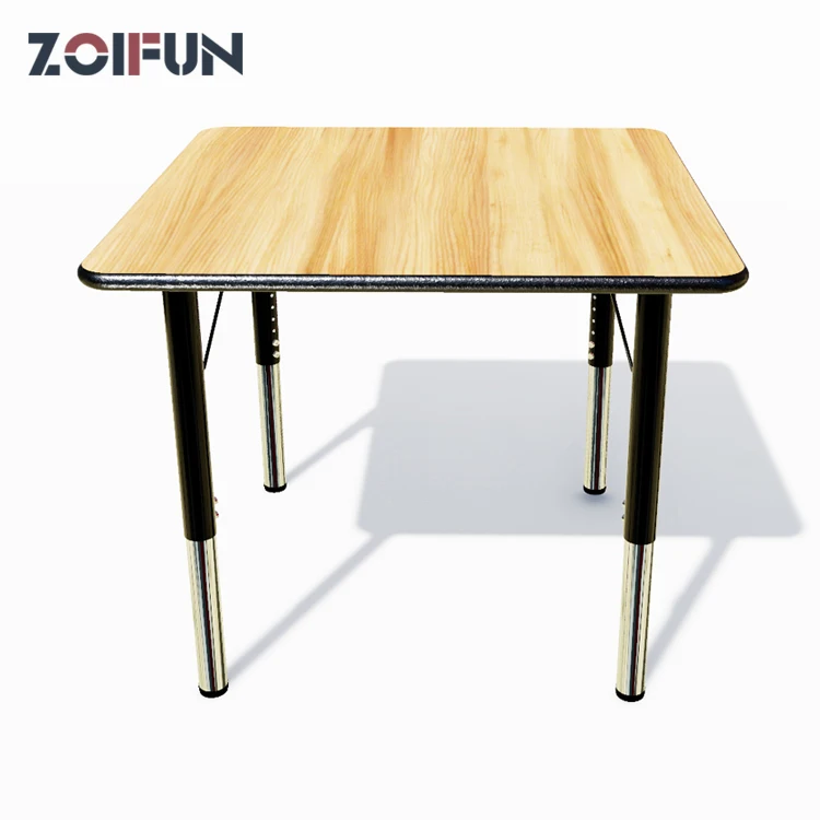 Adjustable height folding table legs 4 level height student rectangle desk metal frame children classroom table with casters