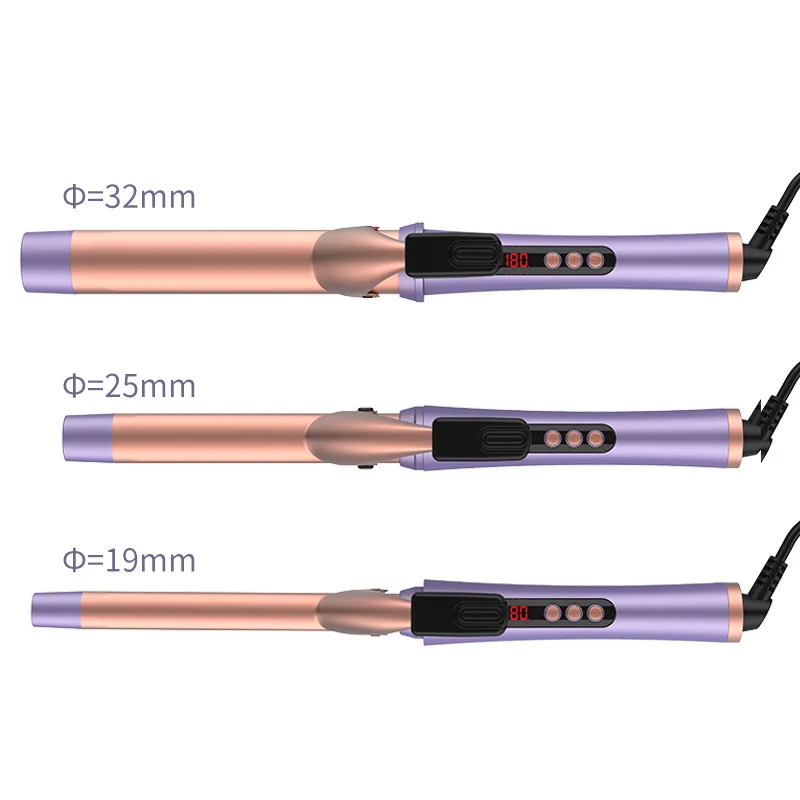 New product hair curler ceramic hair care barrels electric rotating curling iron curling wand with LCD display