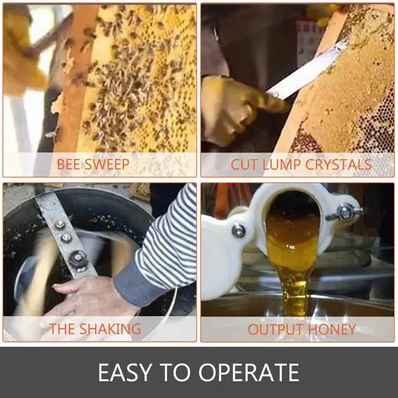 4 Frame Manual Honey Extractor Stainless Steel Honeycomb Spinner Crank Beekeeping