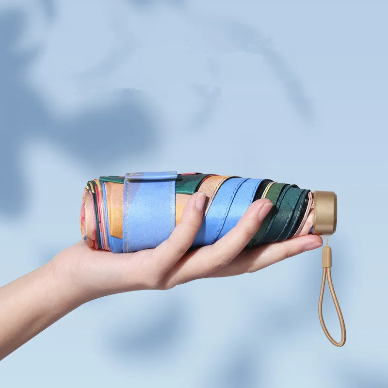 YB Cute Super  Mini Capsule Umbrella Light Weight Girls Portable Pocket 6 Folding 6K Umbrella Travel Sunscreen Umbrellas