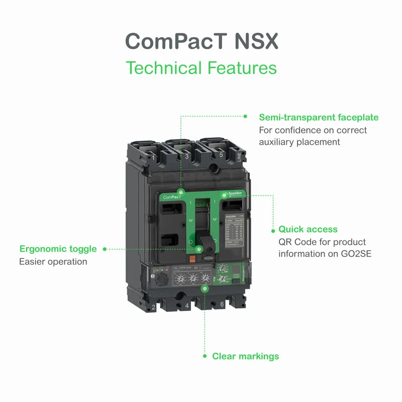 Оригинальные автоматические выключатели серии NSX100M 85kA DC 2P 25A TMD NSX C10M2TM025