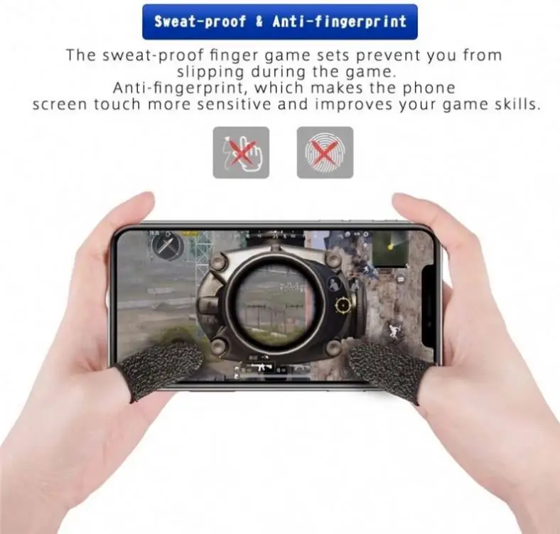 T1104 Breathable Mobile Game Controller Finger Sleeve Sweatproof Gaming Touch Trigger Screen Gloves For Phone Game