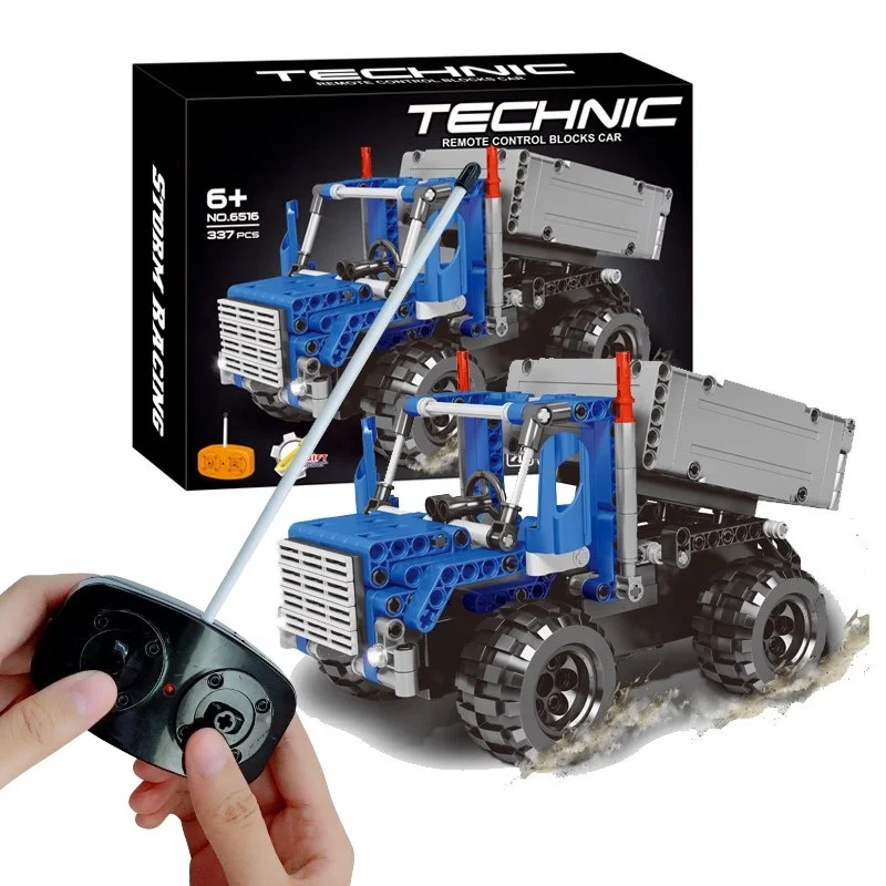 RTS OEM ODM Wholesale 337pcs 3.9V 4CH RC Truck Remote Control With USB Cable Building Blocks Set Toy Bricks Car