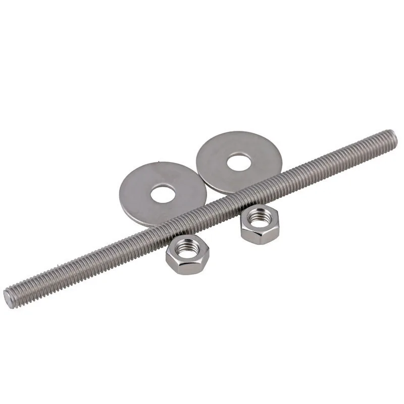 304 Stainless steel hexagon head fine pitch long shank power bolt and hex nut with plain washer