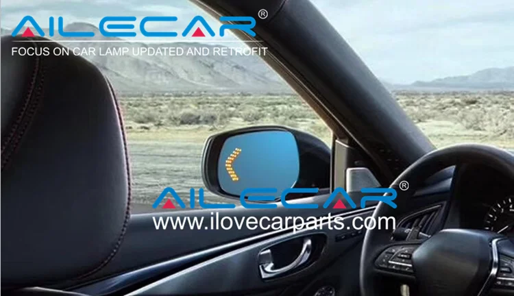 antiglare blue side mirror with arrow led turn signal light for 2015 Honda Fit