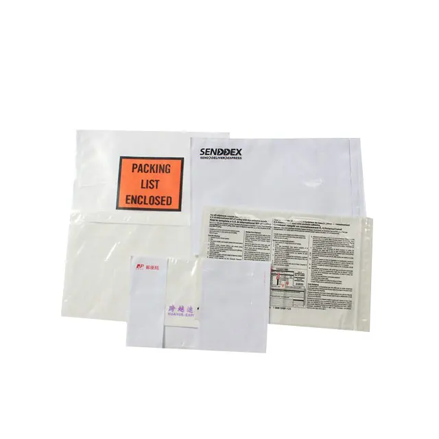 Self-adhesive security printed packsedel plastic invoice packing list envelope for document slip