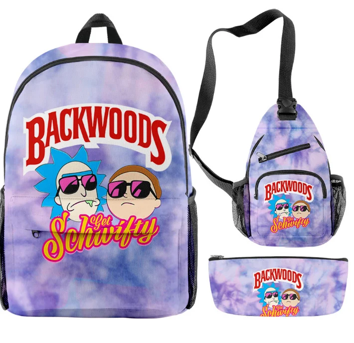 
Hot sale 3pcs backwoods cigar backpack for boys men backwood print bag laptop shoulder knapsack packsack bag 