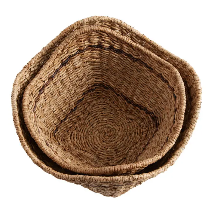 Hot Choice Set Water Hyacinth Storage Basket  OEM Designs Customize Boho Storage Basket from HNH Craft Manufacture Directly