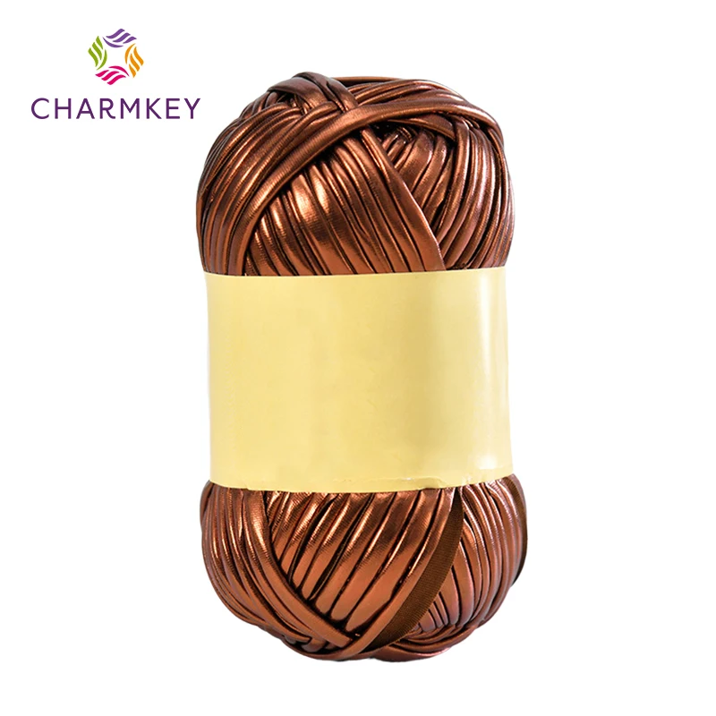 Wholesale customized 100gram per PCS different metal colors 95% polyester and 5% spandex fancy knitting t-shirt yarn for crochet