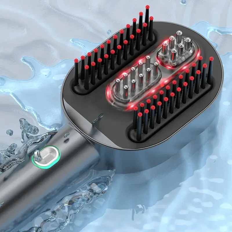 EMS Head Massager Hair Growth Comb Anti Hair Loss Red Light Therapy Vibration Hair Growth Waterproof Comb