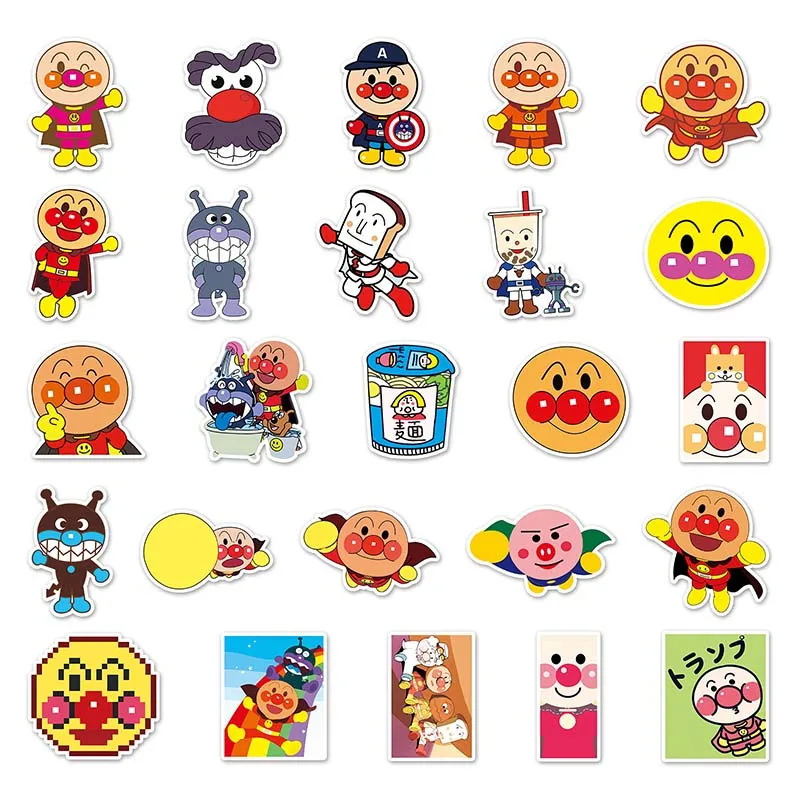 52Pcs Japanese Anime Anpanman Graffiti Stickers For Bottle Luggage Car Decoration Vinyl Cartoon Sticker
