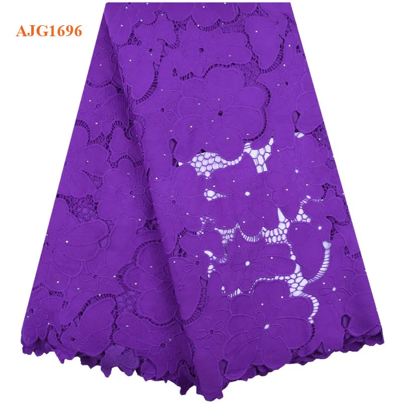 High Quality African Tulle Guipure Cord Lace Fabric Latest Nigerian French Cord Lace Fabric With Stones For Dress 1696