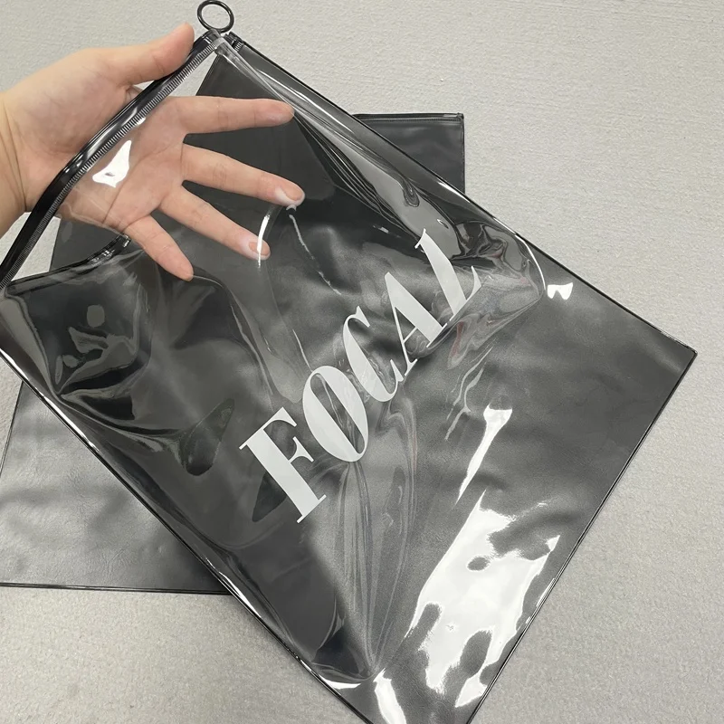 High Quality Transparent Custom PVC Plastic Bag Packaging Wig Clothes , Cosmetic Boutique Packing Zip lock Bags With Logo