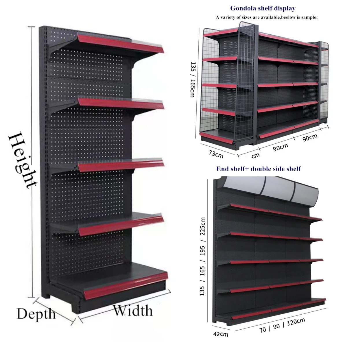 PFT Modern Retail Shop Metal Gondola Shelving Grocery Store Supermarket Shelf Display Shelving For Sale