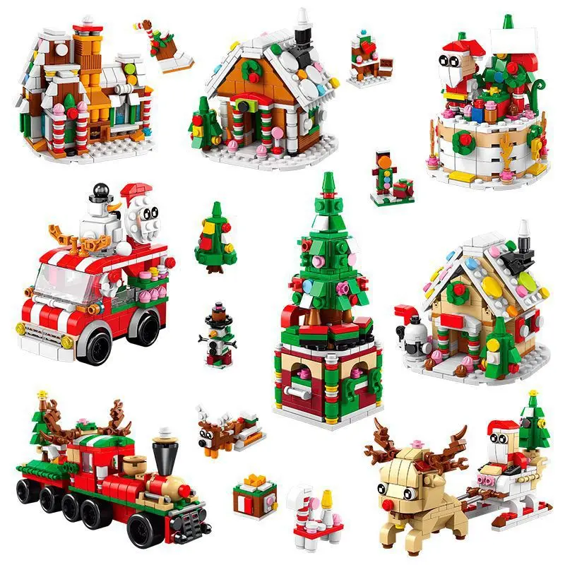 christmas arts and crafts set Ornaments city Building Blocks Sets Xmas Tree Decorations Indoor Bricks Set Toys for Kid