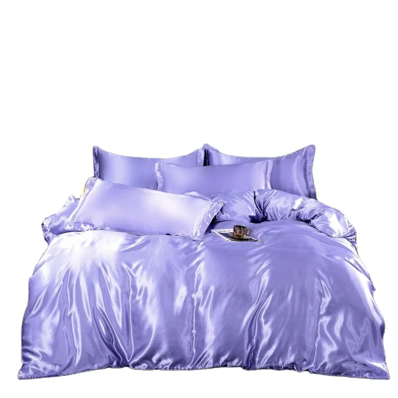 Satin Silk 4Pcs Bed Sheet Clip Bed sheet Elastic Fastener Mattress With Duvet Cover Bedding Set