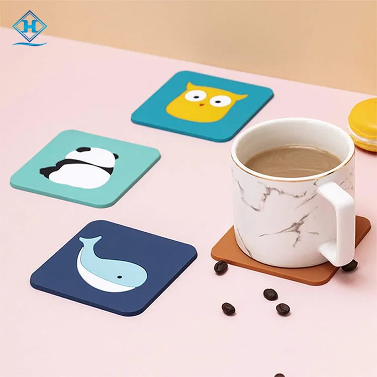 Amazon Hot Sale OEM Scald-Proof Anti slip Table Mat Fashion Cartoon Shape Dinner Set PVC Dish Kids Coaster