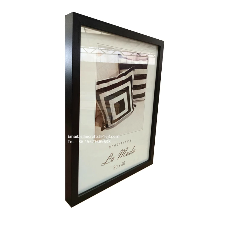 Wholesale Nodic Design Black White Oak Double Matted MDF Wooden Picture Photo Frame 24x36 28x40 16x20 11x14