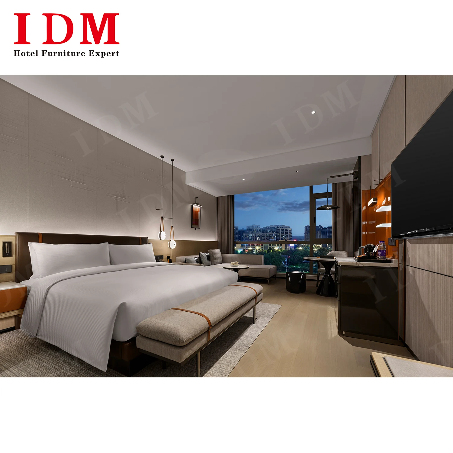 5 Star Hotel Wanda Vista Bedroom Set Modern DoubleTwin Room Hotel Room Customized Hotel Bedroom Furniture