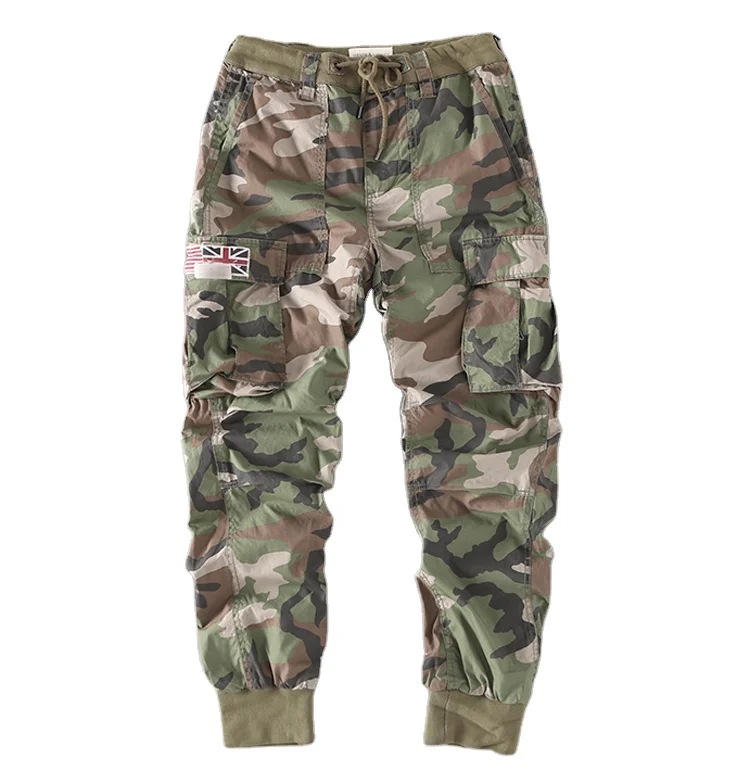 Motorcycle camo pants lined cotton cargo fashion warm winter slogan pants men