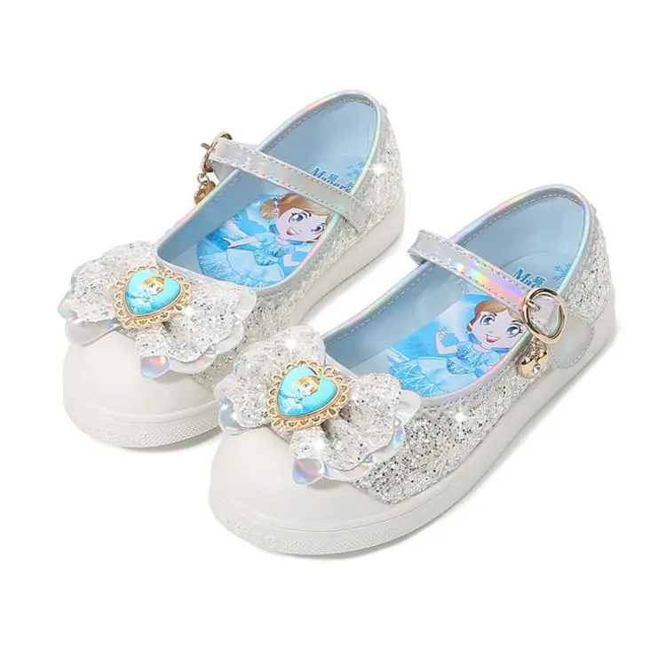 Now selling soft-touch skin friendly microfiber inner lining decorated with bows embellished silver sandals for girls