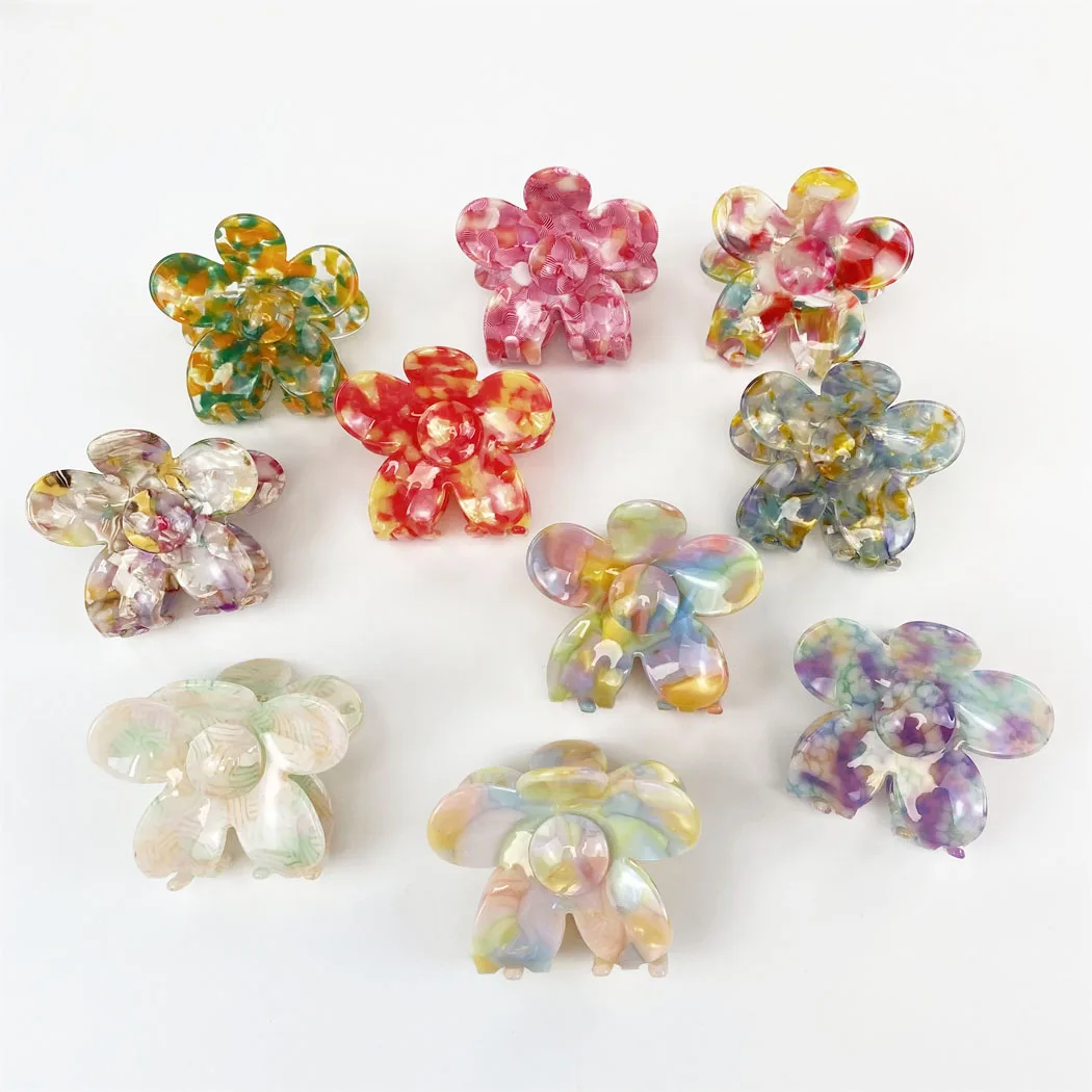 Acetic Acid Flower Hair Clip Temperament And Beautiful Hair Claw Back Head Updo Hairpin Girlish Style Shark Hair Claw Clips