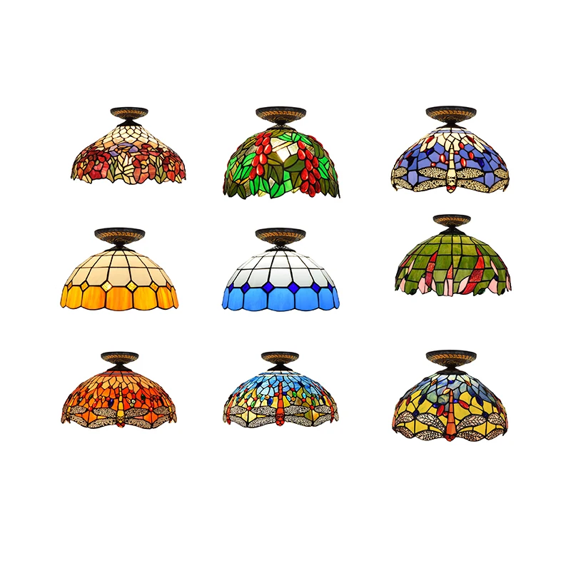 
Tifany Stained Glass Decoration Lampes Light Pendant Shades for Lamps Style Art Deco Night Collection Tiffany Ceiling Lamp 