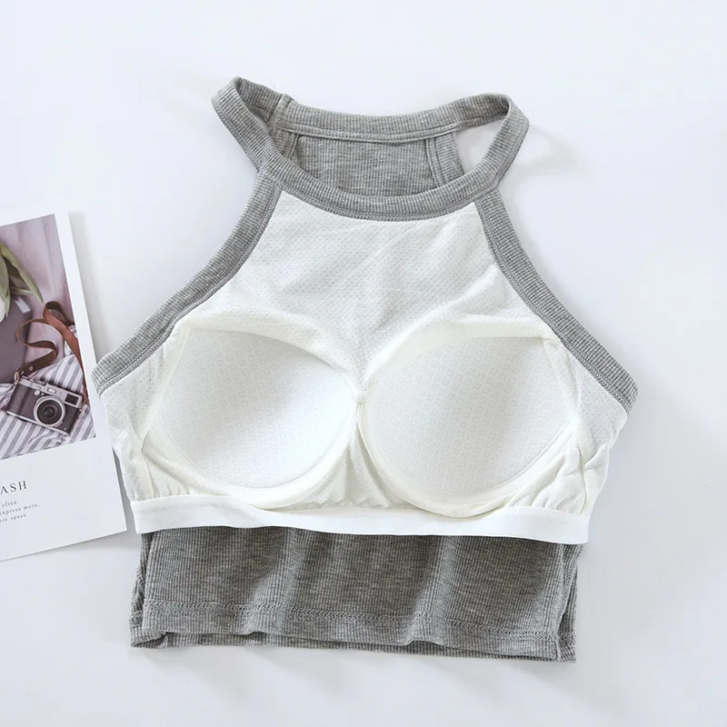 Factory Direct New One-piece Vest With Bra Pads For Women Comfortable Short Bottom Top