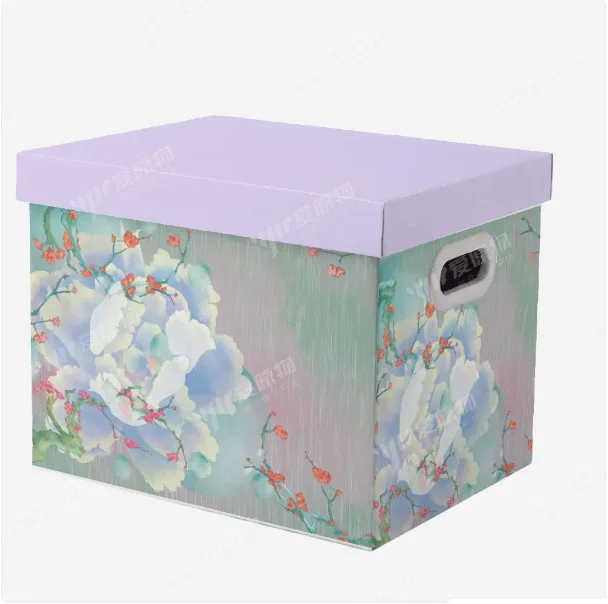 Moving sorting Custom Chinese pattern Design Household Home Foldable paper cardboard organizer boxes for packaging with lid