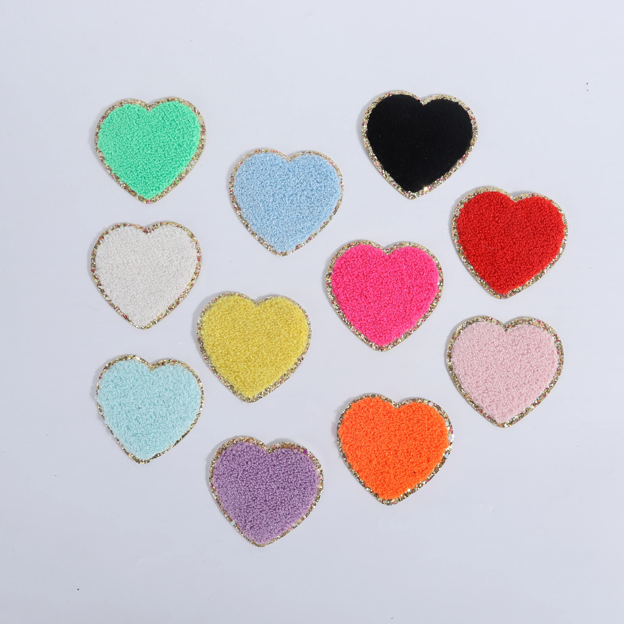 Keymay Stock Multi Colors 5.5/6.2 Small Large Alphabet Letters Heart Rainbow Flower Sticky Towel Embroidery Chenille Patches